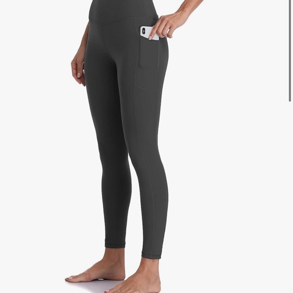 None Pants - Dark Gray High-Waisted Leggings with Pocket